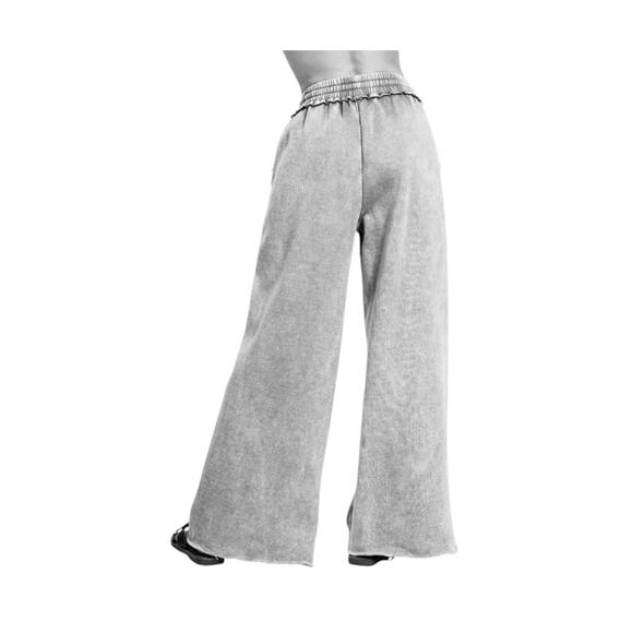 NEW, Ash Blue Acid Washed Palazzo Raw Hem Wide Leg Sweatpants Women’s Sz Lg K633 - Picture 6 of 12